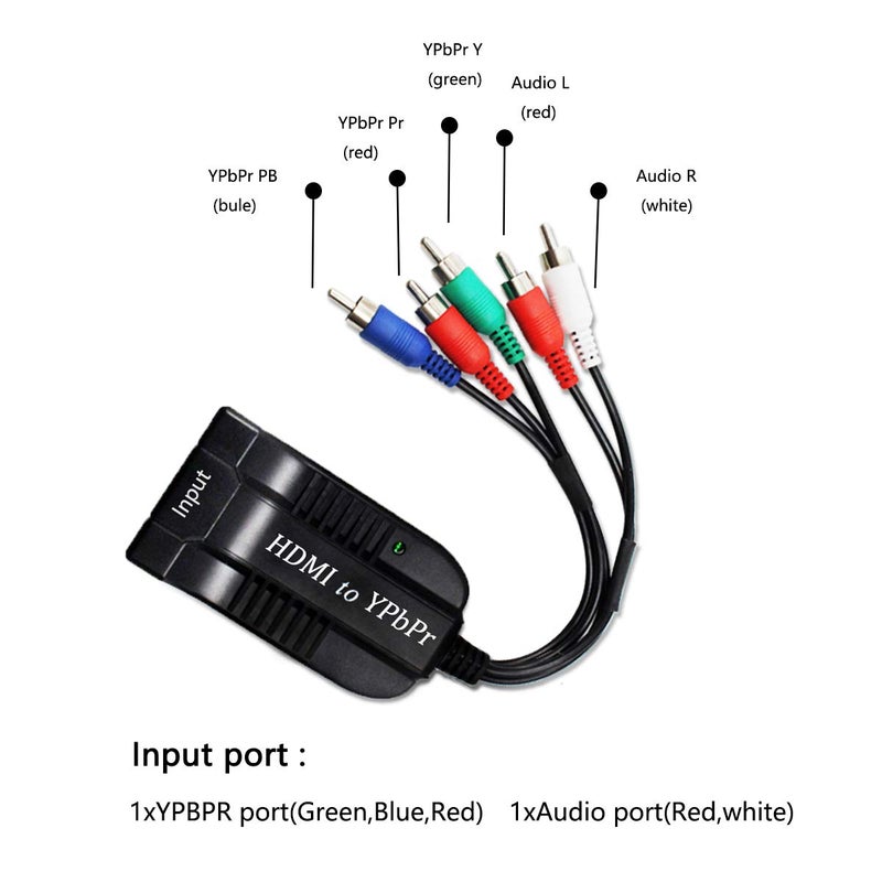 HDSUNWSTD Female HDMI to Male Scaler YPbPr Converter, HDMI to Video Ypbpr Adapter HDMI to Scaler Component Converter with YPBPR Cable Power Adapter Compatible for Apple TV, PS3, Xbox, Fire Stick, DVD Players - Image 2